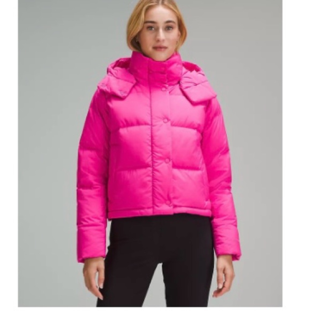 Lululemon Athletica Vibrant Pink Cropped Wunder Puffer Jacket